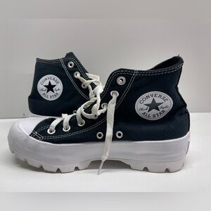 Converse Black and White Chuck Taylor All Star High Top Platform Sneakers